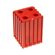 Plastový box na nářadí s válcovou stopkou D10, modul 5x5, 4 dutiny, červená
