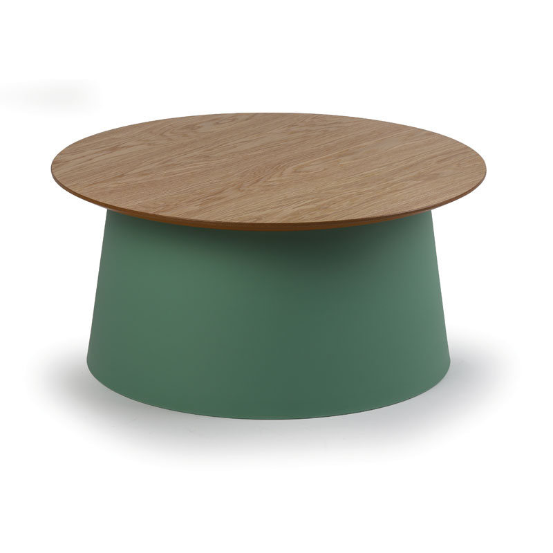 Plastový kávový stolek SETA s dřevěnou deskou, průměr 690 mm