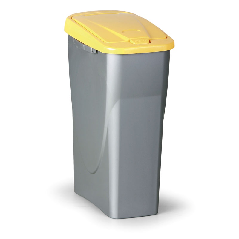 Plastový odpadkový koš s víkem 40 L, žluté víko