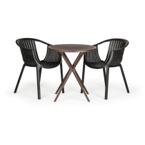 Plastový stôl COFFEE TIME, kávová + 2x stoličky LOUNGE, čierna