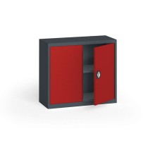 Plechová policová skříň na nářadí KOVONA, 800 x 950 x 400 mm, 1 police, antracit/červená