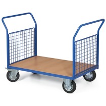 Plošinový vozík - 2 madlá s drôtenou výplňou, 1000x700 mm, nosnosť 200 kg, kolesá 125 mm s čiernou gumou