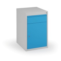 Podstavný dielenský box na náradie s dverami a zásuvkou KOVONA, bez políc, 800 x 480 x 610 mm