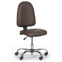 Pojazdná dielenská pracovná stolička TORINO bez podpierok rúk, permanentný kontakt, mäkké kolieska, hnedá