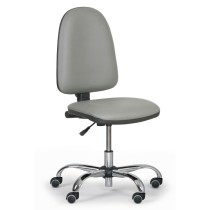 Pojazdná dielenská pracovná stolička TORINO bez podpierok rúk, permanentný kontakt, mäkké kolieska, sivá