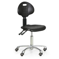 Pojazdná pracovná stolička PUR, bez podpierok rúk, hliníkový kríž, mäkké kolieska