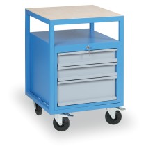Pojazdný dielenský vozík na náradie k pracovným stolom do dielne GÜDE, 3 zásuvky, 575 x 600 x 850 mm, modrá