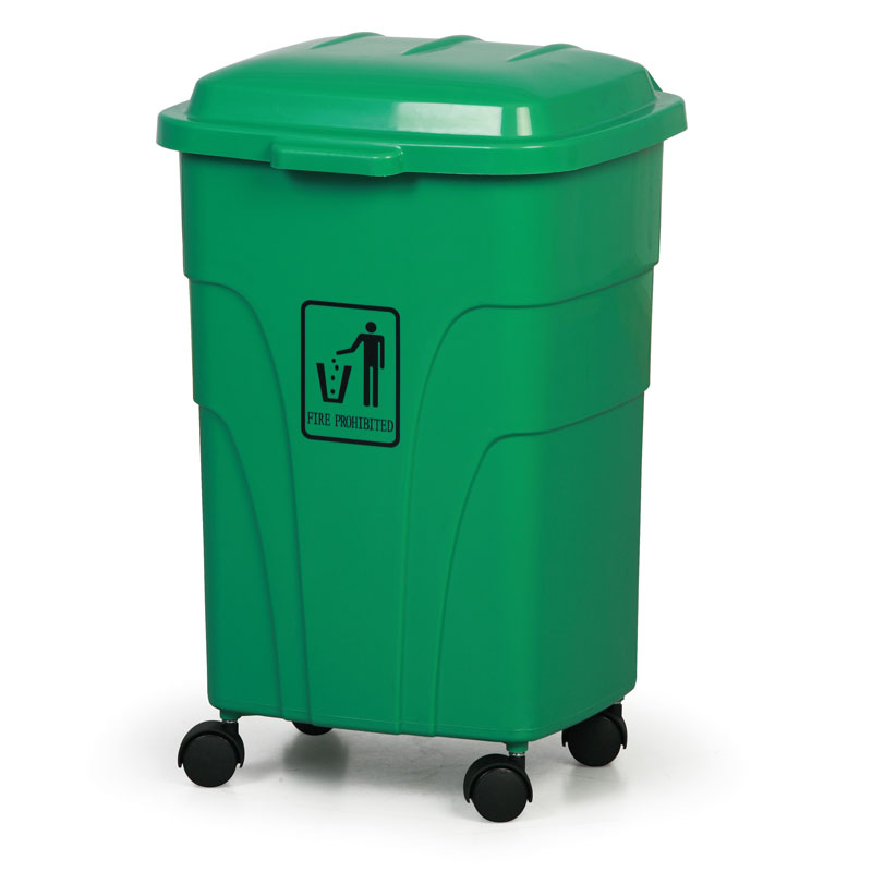 Pojazdný odpadkový kôš na triedenie odpadu, 70 l, zelený