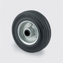 Pojedyncze koło, metalowa tarcza, czarna guma, 100 mm