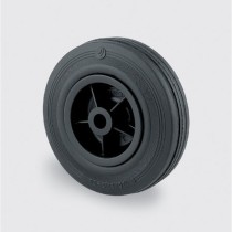 Pojedyncze koło, plastikowa tarcza, czarna guma, 200 mm