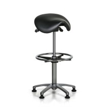 Pracovná stolička CAROLINE, sedadlo v tvare sedla, klzáky, čierna