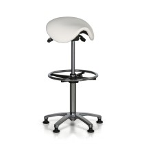 Pracovná stolička CAROLINE, sedák v tvare sedla, klzáky, biela