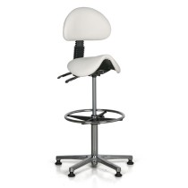Pracovná stolička ELEN, sedadlo v tvare sedla, klzáky, biela