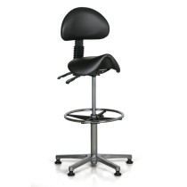 Pracovná stolička ELEN, sedadlo v tvare sedla, klzáky, čierná