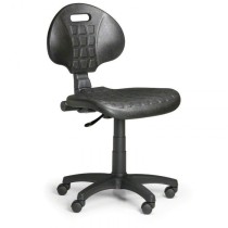 Pracovná stolička PUR bez podpierok rúk, permanentný kontakt, pre mäkké podlahy