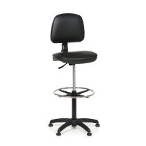 Pracovná stolička s klzákmi MILANO bez podpierok rúk, permanentný kontakt, oporný kruh, čierna