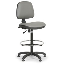 Pracovná stolička s klzákmi MILANO bez podpierok rúk, permanentný kontakt, oporný kruh, sivá