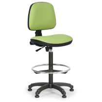 Pracovná stolička s klzákmi MILANO bez podpierok rúk, permanentný kontakt, oporný kruh, zelená
