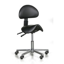 Pracovná stolička SHAWNA, sedák v tvare sedla, mäkké kolieska, čierná