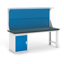Pracovní stůl do dílny GB s nástavbou a skříňkou na nářadí, 2100 mm