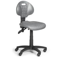 Pracovní židle PUR bez područek, asynchronní mechanika, pro tvrdé podlahy, šedá