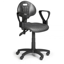 Pracovní židle PUR s područkami, asynchronní mechanika, pro měkké podlahy