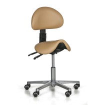 Pracovní židle SHAWNA, sedák ve tvaru sedla, měkká kolečka, béžová