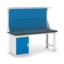 Pracovný stôl do dielne GB s nadstavbou a skrinkou na náradie, 1800 mm