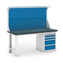 Pracovný stôl do dielne GB s nadstavbou a zásuvkovým boxom na náradie, 1800 mm