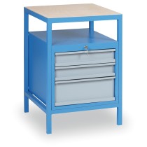 Prístavný dielenský zásuvkový box na náradie k pracovným stolom GÜDE, 3 zásuvky, 1 polica, 575 x 600 x 850 mm, modrá