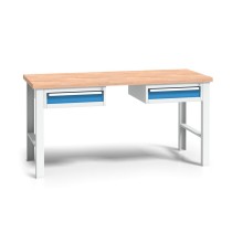 Profesionálny dielenský stôl s drevenou pracovnou doskou, 2000 x 840 - 1050 mm