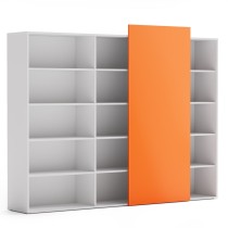 Regał biurowy wysoki długi BLOCK, Biały / pomarańczowy