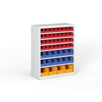 Regál s plastovými boxmi BASIC so zadnou stenou - 1150 x 400 x 920 mm, 32xA, 12xB, 4xC