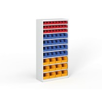 Regál s plastovými boxmi BASIC so zadnou stenou - 1800 x 400 x 920 mm, 24xA,24xB,12xC