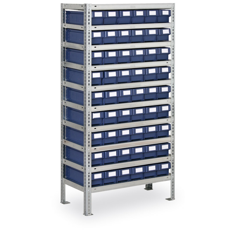 Regál s plastovými boxy MAX - 1600 x 800 x 300 mm, 54x box A