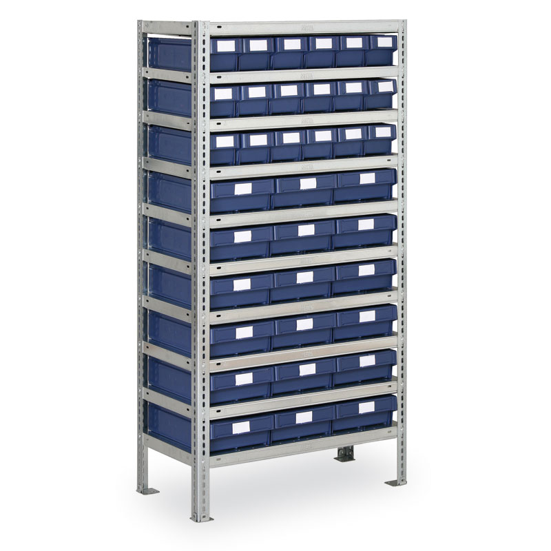 Regál s plastovými boxy MAX - 1600 x 800 x 500 mm, 18x C, 18x F