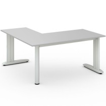 Rohový kancelársky písací stôl PRIMO FLEXIBLE, 1600 x 1600 mm, sivá