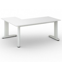 Rohový kancelársky písací stôl PRIMO FLEXIBLE, 1800 x 1400 mm, biela