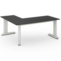 Rohový kancelársky písací stôl PRIMO FLEXIBLE, 1800 x 1600 mm, grafitová