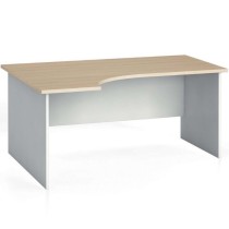 Rohový kancelársky pracovný stôl PRIMO FLEXI, 1600 x 1200 mm, biela/dub prírodný, ľavý