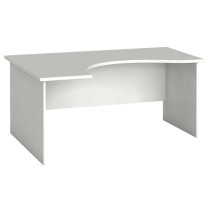 Rohový kancelársky pracovný stôl PRIMO FLEXI, zaoblený 1600 x 1200 mm, biela, ľavý