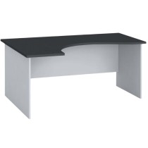 Rohový kancelársky pracovný stôl PRIMO FLEXI, zaoblený 1600 x 1200 mm, grafitová, ľavý
