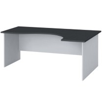 Rohový kancelársky pracovný stôl PRIMO FLEXI, zaoblený 180x120 cm, grafitová, pravý