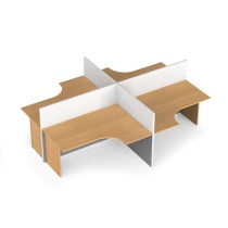 Kancelársky pracovný stôl PRIMO rohový s paravánom, otvorená, magnet, 4 miesta