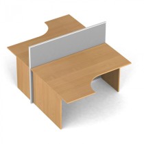 Rohový kancelářský stůl PRIMO s paravanem, 2 místa, nástěnka
