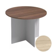 Rokovací stôl s guľatou doskou PRIMO FLEXI, priemer 1000 mm, biela / dub prírodný