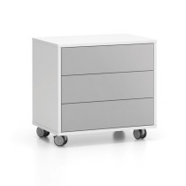 Rollcontainer, Büro-Sideboard LAYERS White, 3 Schubladen, 600 x 400 x 575 mm, weiß / grau
