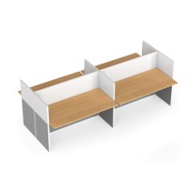 Rovný kancelársky stôl PRIMO s paravánmi, 4 miesta, magnet