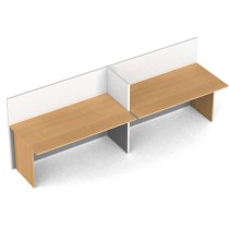 Rovný kancelársky stôl PRIMO s paravánom, 2 miesta, magnetická tabuľa, buk