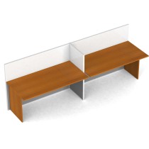 Rovný kancelársky stôl PRIMO s paravánom, 2 miesta, magnetická tabuľa, čerešňa